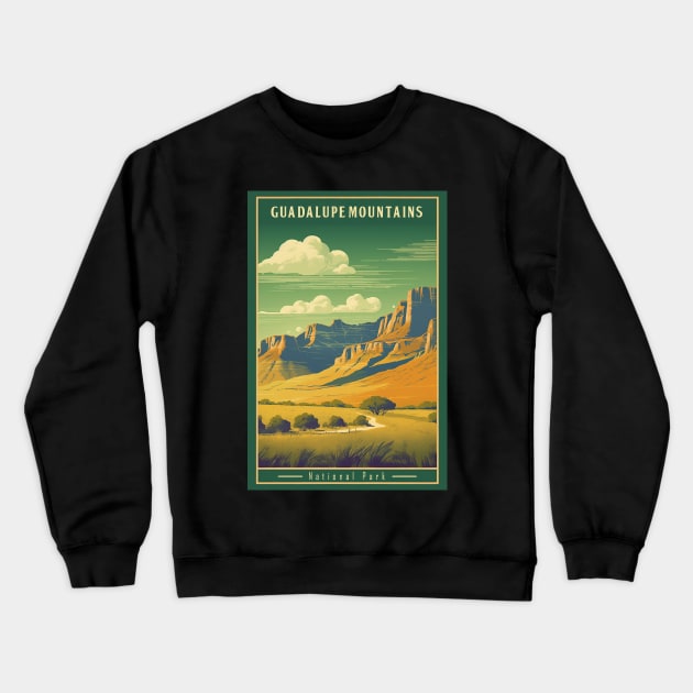 Guadalupe Mountains National Park Travel Poster Crewneck Sweatshirt by GreenMary Design